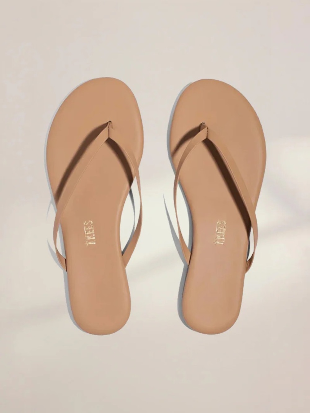 TKEES Size 6 Lilly Nudes Matte Leather Flip Flops - Coco Butter